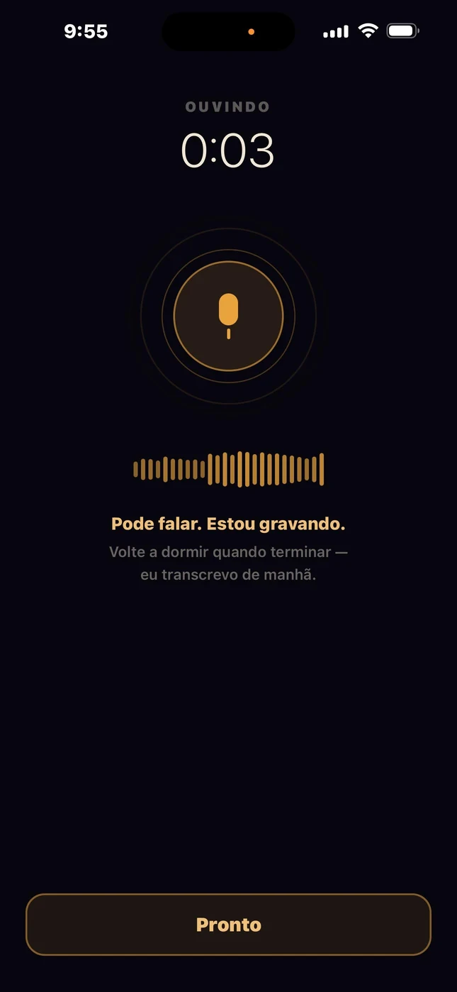 The Dreamgate night widget recording a spoken dream